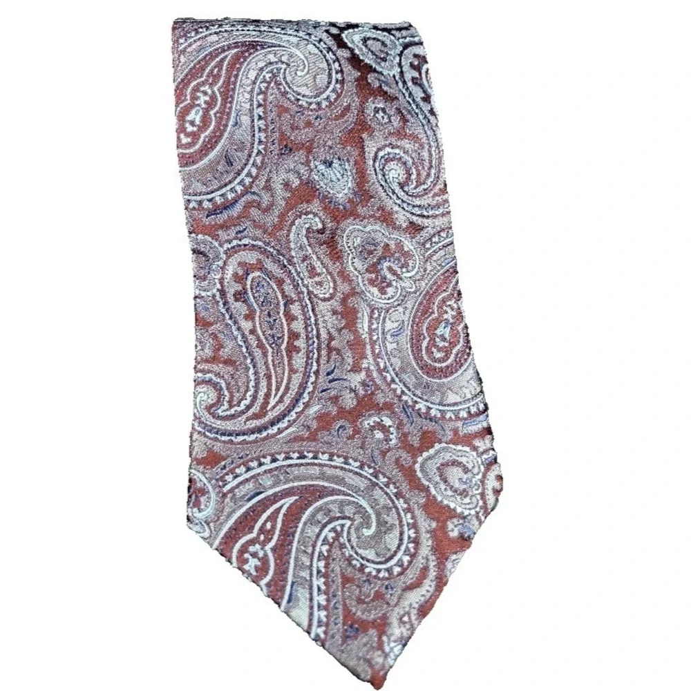 Courage Men's Silk Tie Paisley Purple Maroon Blue Necktie Classic Pattern